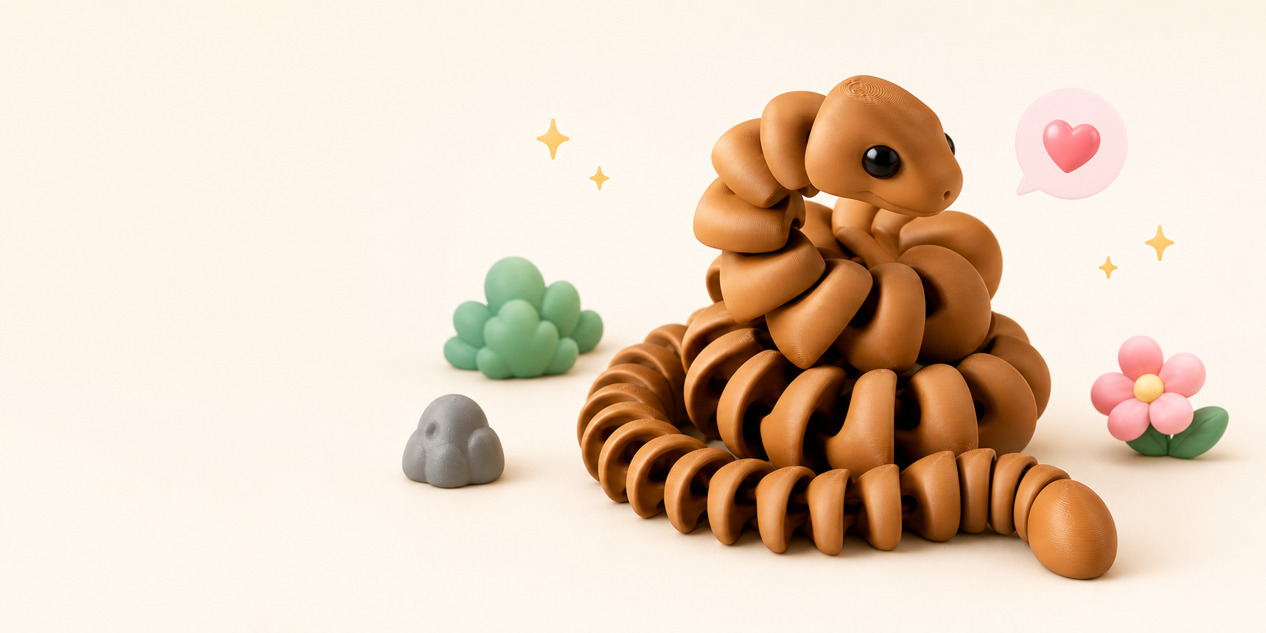 Cute articulated 3D printed Zou Snake mini